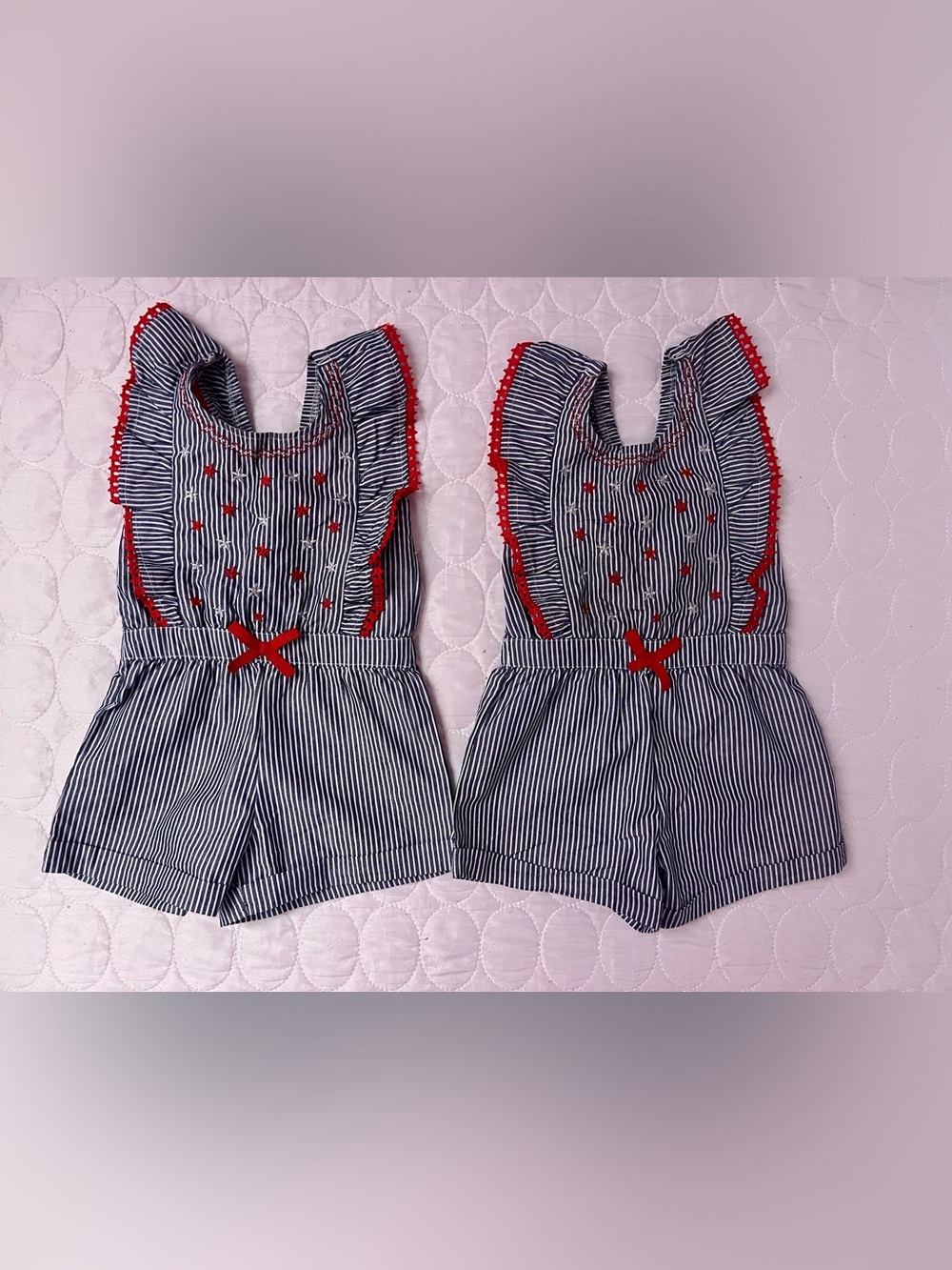 TWIN GIRLS | Nannette kids Red Blue& White Romper Size 2T